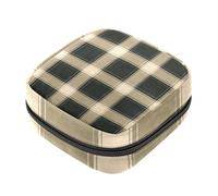 First Period - Bolsa de almacenamiento de servilletas sanitarias con patrón a cuadros, bolsa portátil para copa menstrual, bolsa acolchada con cremallera para menstruación