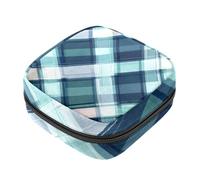 First Period - Bolsa de almacenamiento de servilletas sanitarias con patrón a cuadros, bolsa portátil para copa menstrual, bolsa acolchada con cremallera para menstruación