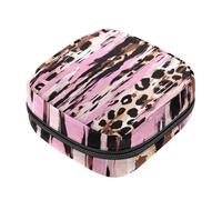 First Period - Bolsa de almacenamiento de servilletas sanitarias de leopardo rosa para mujeres y niñas, bolsa portátil para copa menstrual, bolsa acolchada con cremallera para menstruación