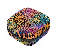 First Period - Bolsa de almacenamiento de servilletas sanitarias para mujeres y niñas, bolsa de almacenamiento de servilletas sanitarias, bolsa portátil para copa menstrual de leopardo colorido, bolsa