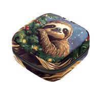 First Period Kit - Bolsa de almacenamiento de servilletas sanitarias para niñas y mujeres, diseño de perezoso lindo en el árbol de Navidad, bolsa de almacenamiento de servilletas sanitarias, bolsa de