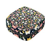 First Period Kit para niñas, bolsa menstrual de tampón, soporte para almohadilla de lactancia con cremallera, patrón floral sin costuras, organizador de servilleta sanitaria