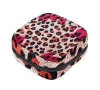 First Period Kit para niñas, bolsa menstrual de tampón, soporte para almohadilla de lactancia con cremallera, organizador de servilleta sanitaria de leopardo rosa