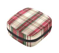 First Period Kit para niñas y mujeres, bolso menstrual de tampón, patrón tradicional de cuadros navideños, soporte para almohadilla de lactancia con cremallera, organizador de servilletas sanitarias