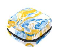 First Period Kit para niñas y mujeres, con textura de mármol, amarillo, azul, blanco, bolsa menstrual, soporte para almohadilla de lactancia con cremallera, organizador de servilletas sanitarias