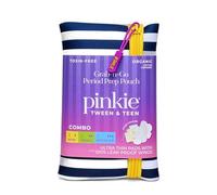 First Period Pinkie Prep - Bolsa con 4 almohadillas ultrafinas de algodón orgánico - Almohadillas de tamaño pequeño, pequeño y regular con alas - Kit de viaje para el período Grab-n-Go - Sin fragancia