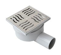First plast chabs1040in-y chiusino sifonato de ABS con rejilla inoxidable, Acero, 100 x 100 mm