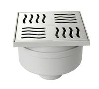 First plast chabsv1040in-y chiusino sifonato de ABS con rejilla inoxidable, Acero, 100 x 100 mm