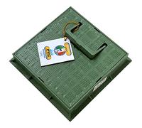 FIRST PLAST TCDPM20V Marco con tapa con asa, peatonable de PVC, verde, 200 x 200 mm, 200x200 mm