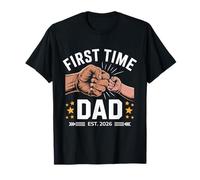 First Time Dad EST 2026 Fist Bump Nuevo Papá Divertido Día del Padre Camiseta