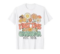 First Time Grandma 2026 Expecting Baby Groovy Wildflower Camiseta
