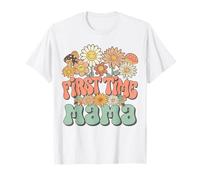 First Time Mama Expecting Baby Pregnancy Groovy Wildflower Camiseta