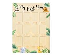 First Year Photo Display Board, 12 Months Photo Board, Wood Photo Board 1st Birthday Decorations Milestone Photo Banner for Boy, Wood Photo Board for 12 Photos, Baby First Year Photo Board