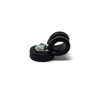 FIRST4MAGNETS 22 mm de diámetro x 6 mm de alto, recubierto de goma, imán con abrazadera de goma de 10 mm (negro) - 4,3 kg de fuerza (paquete de 2)