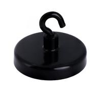first4magnets Ferrite Black Pintado de Pintura Imán Con Gancho M4 Para Colgar, Sostener O Mostrar Elementos - 40mm de Diámetro - 10.2kg