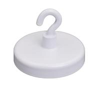 first4magnets Ferrite White Pintado de Pintura Imán Con Gancho M4 Para Colgar, Sostener O Mostrar Elementos - 40mm de Diámetro - 10.2kg de Tracción - Paquete de 10