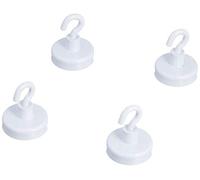 Ferrite White Pintado de Pintura Imán Con Gancho M4 Para Refrigerador, Pizarra, Tablón de Anuncios, Archivador O Oficina - 25mm de Diámetro x 38mm de Alto - 4kg - Paquete de 10