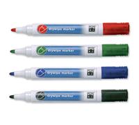 first4magnets Four Assorted Dry Wipe Whiteboard Marker Pen Pack - 3mm Bullet Tip - Home & Office (1 Pack)