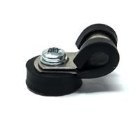 FIRST4MAGNETS Imán de sujeción de cable recubierto de goma de 18 mm de diámetro x 6 mm de alto con abrazadera de goma de 6 mm (negro) - 1,6 kg de fuerza de tracción (paquete de 10)