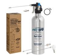FIRSTINFO A1636K | Pulverizador recargable de acero inoxidable 650 ml para limpiador de frenos | Presión máxima 110 psi | Lata tipo aerosol reutilizable con 4 boquillas intercambiables