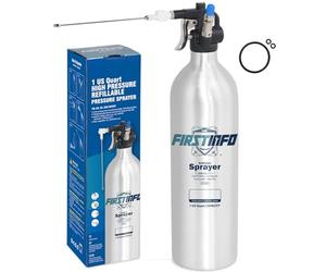 FIRSTINFO A1638L | Botella pulverizadora recargable patentada para limpiador de frenos | Pulverizador de aluminio 1L | Presión máxima 140 psi | Boquilla de doble vía