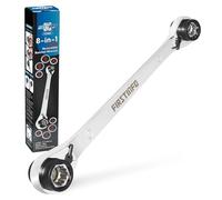 FIRSTINFO F3452 Llave de carraca 8 en 1, carraca de 12 puntas, métrica, CR-V, llave combinada reversible de 90 dientes, incluye 8, 10, 12, 13, 14, 15, 17, 19 mm