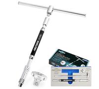 FIRSTINFO H5195B Llave en T deslizante 1/4" con mango de 2 posiciones y empuñadura giratoria rápida, ajustable para puntas y vasos, con adaptador 3/8" + estuche EVA