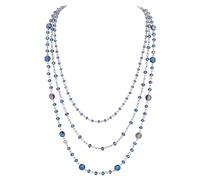 Firstmeet Cadena larga multicapa de cuentas de cristal hecho a mano para mujer, Vidrio, No es una piedra preciosa