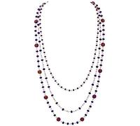 Firstmeet Collar hecho a mano de perlas de cristal de moda multicapa de cadena larga para, talla única, Vidrio, No es una piedra preciosa