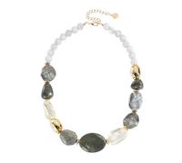 Firstmeet Gargantilla gruesa de cuentas acrílicas de doble capa, joyería retro punk, Resina, Sin piedra preciosa