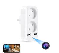 Firstoy Cámara oculta, cámara convertidora con 2 interfaces USB y 2 enchufes EU, adaptador HD WiFi EU con visualización remota y salvaguarda automática, vigilancia interna de seguridad