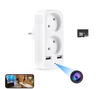 Firstoy Cámara oculta, convertidor de cámara con 2 interfaces USB y 2 enchufes EU, adaptador WiFi HD EU con visualización remota y respaldo automático, vigilancia interna de seguridad
