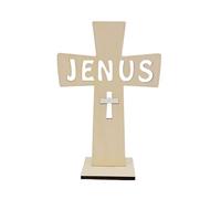FIRSTXIU 10 cruces de madera sin terminar con soportes para manualidades creativas y decoración inspiradora, regalo religioso
