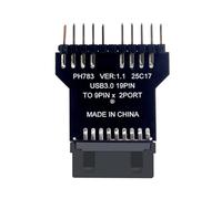 FIRSTXIU Adaptador interno USB 2.0 de 19 pines a doble 9 pines, módulo de expansión para sistemas de refrigeración por agua, adaptador de placa base de refrigeración por agua