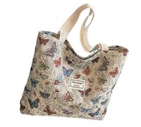 FIRSTXIU Bolsa de lona única para mujer con patrón elegante, gran capacidad, para axilas, hombro, bolsa de viaje de negocios casual, Beige-grande, 34.5*38.5cm