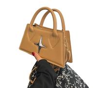 FIRSTXIU Bolsas de hombro versátiles y pequeñas bolsas cuadradas para mujeres y niñas, bolso de mano de poliuretano de moda, bolso casual de moda, Khaki, Reference size chart