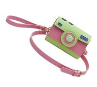 FIRSTXIU Bolso bandolera de piel sintética con forma de cámara para mujer, bolso de mano de moda con colores contrastantes, Pink, Talla única
