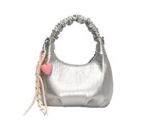 FIRSTXIU Bolso bandolera de piel sintética con textura arrugada y compartimentos espaciosos para uso diario, Silver, Talla única