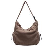FIRSTXIU Bolso bandolera unisex de pana de gran capacidad, bolso de hombro casual para uso diario, oficina, escuela, viajes, Brown, Talla única
