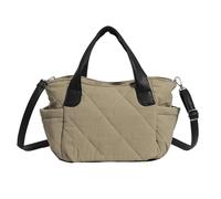 FIRSTXIU Bolso cruzado acolchado de nailon para mujer, bolso de hombro acolchado con gran capacidad para uso diario, Khaki, Talla única