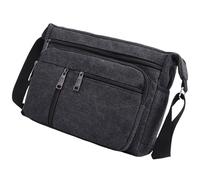 FIRSTXIU Bolso cruzado de lona para hombre, bolso de hombro casual con gran capacidad, bolsa multicapa para viajes y trabajo, Negro-convencional, 31*11*24cm