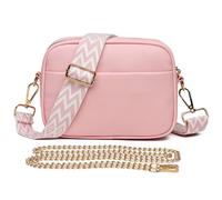 FIRSTXIU Bolso cruzado de moda para cámara con elegante correa colorida de piel sintética para aventuras y viajes diarios, Pink, Talla única