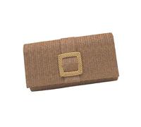 FIRSTXIU Bolso de hombro de paja para mujer, bolso de playa tejido a mano, bolso de mensajero, bolso de sobre, bolso de mano para viajes y vacaciones, Brown, Talla única