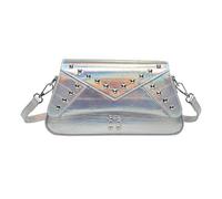 FIRSTXIU Bolso de hombro de poliuretano con remaches de moda para mujeres y niñas, bolso cruzado casual ajustable para uso diario, Silver, Talla única