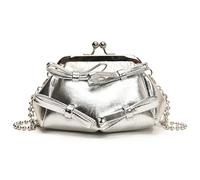 FIRSTXIU Bolso de hombro para mujer, bolso cruzado con lazo de moda, bolsa de compras con correa de cadena, bolso de mensajero de piel sintética para viajes y trabajo, Silver, Talla única