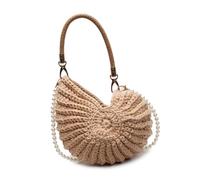 FIRSTXIU Bolso de hombro para mujer, elegante, tejido a mano, bolso de mano con asa superior, bolso de mensajero, Khaki, 26x27cm