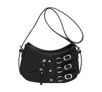 FIRSTXIU Bolso de hombro pequeño de moda para mujer, de piel sintética suave, estilo retro, con correa ajustable, Black, Talla única