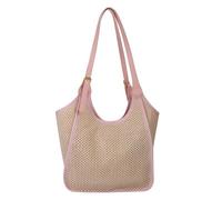 FIRSTXIU Bolso de hombro tejido de paja a la moda, de malla, versátil, de gran capacidad, para niñas y mujeres, Pink, Reference image information