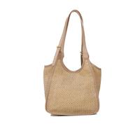 FIRSTXIU Bolso de hombro tejido de paja a la moda, de malla, versátil, de gran capacidad, para niñas y mujeres, Khaki, Reference image information