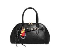 FIRSTXIU Bolso de hombro versátil vintage con correa desmontable, colgante único de piel sintética para mujer, Black, Talla única